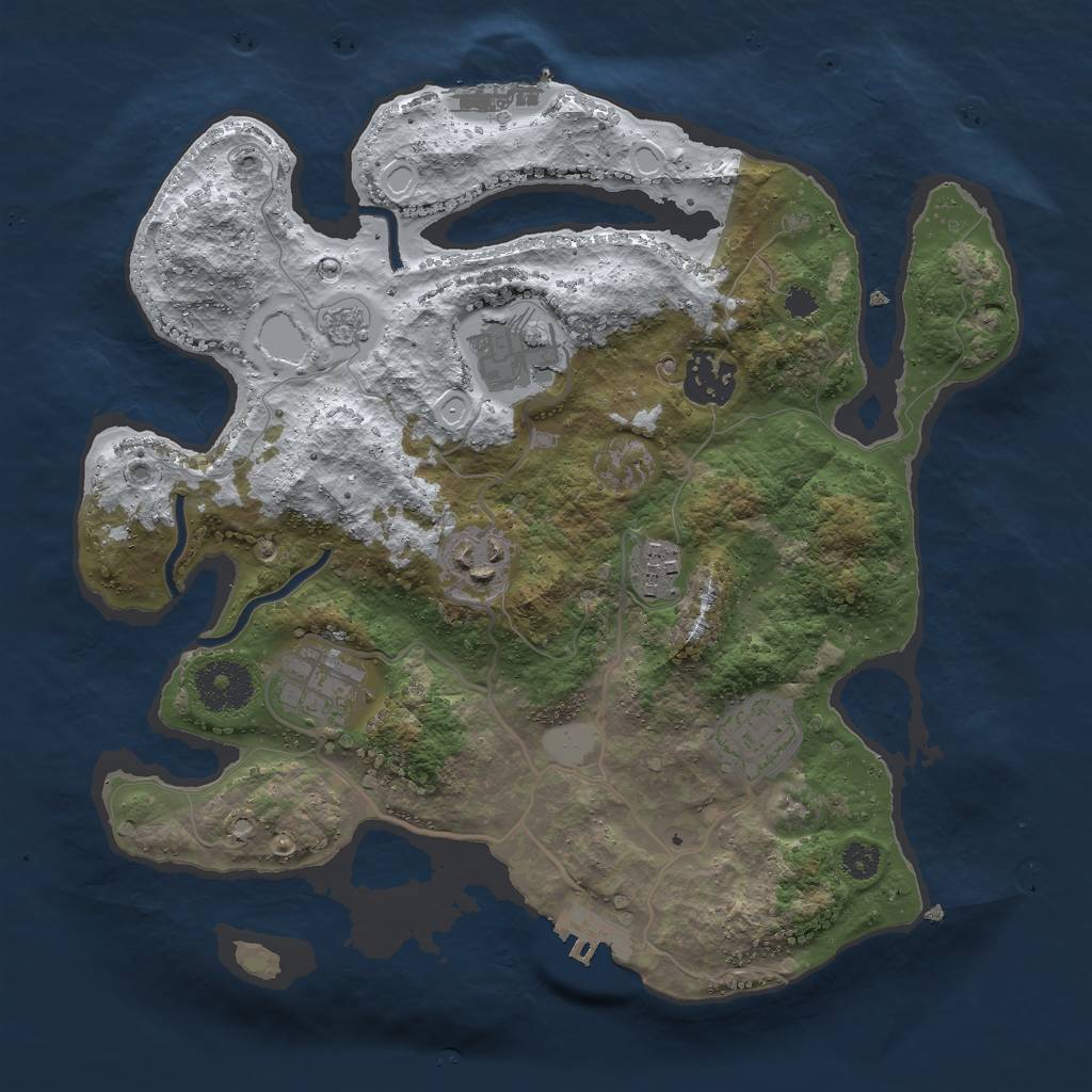 Rust Map: Procedural Map, Size: 3000, Seed: 20562, 14 Monuments