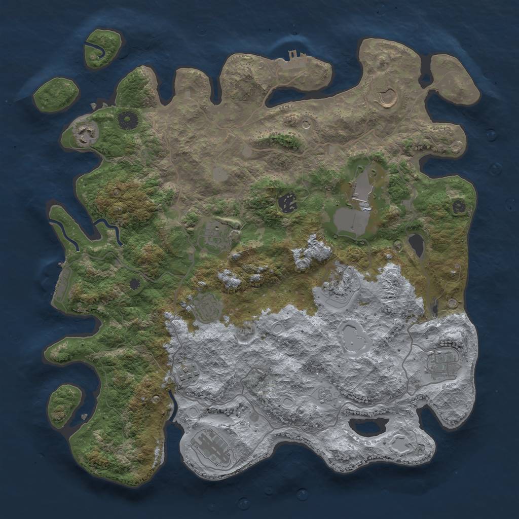 Rust Map: Procedural Map, Size: 4000, Seed: 5200, 19 Monuments
