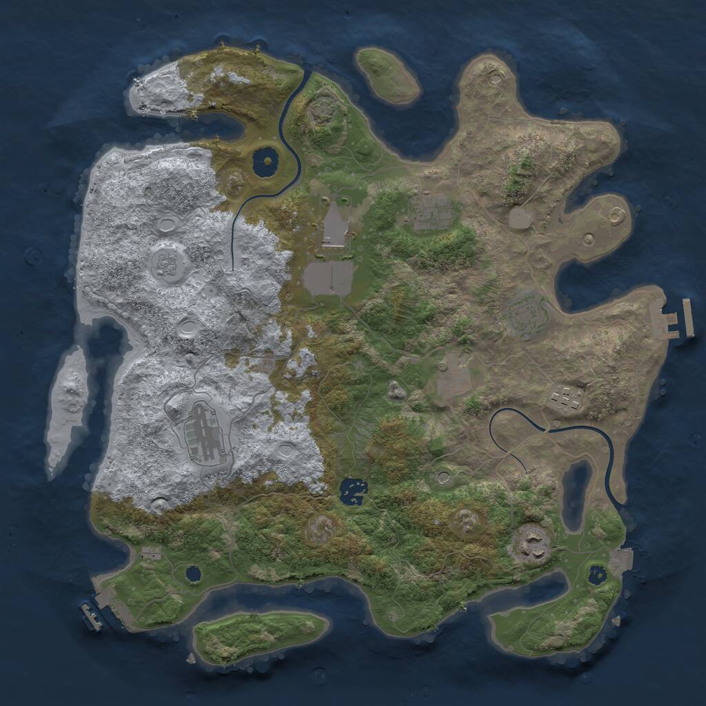 Rust Map: Procedural Map, Size: 3700, Seed: 532822345, 14 Monuments