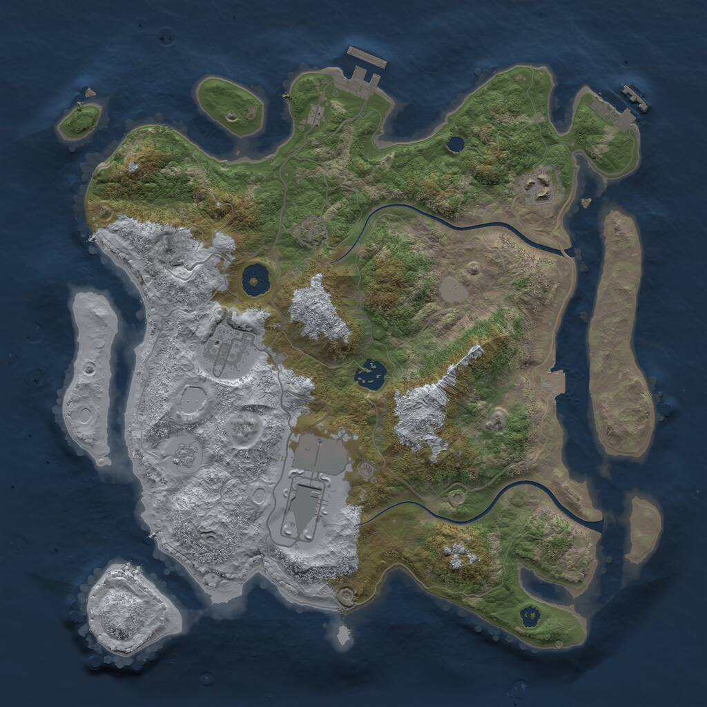 Rust Map: Procedural Map, Size: 3500, Seed: 5464655, 9 Monuments