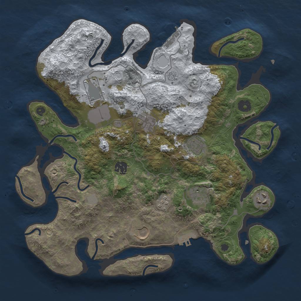 Rust Map: Procedural Map, Size: 3500, Seed: 2107910059, 16 Monuments