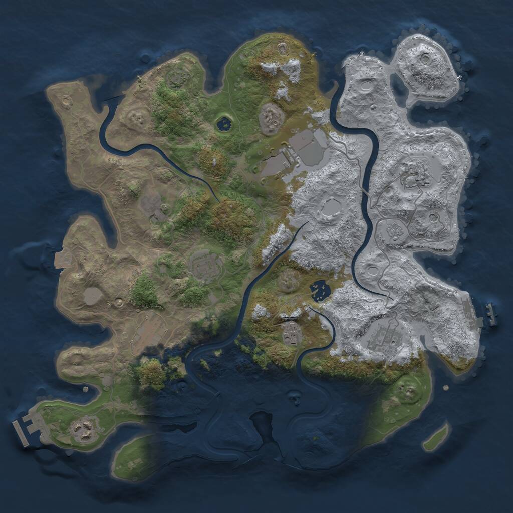 Rust Map: Procedural Map, Size: 3700, Seed: 1690845696, 15 Monuments