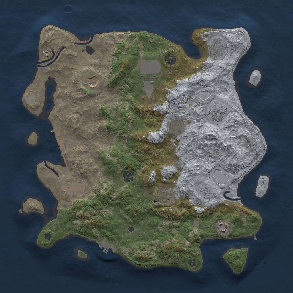 Rust Map: Procedural Map, Size: 3750, Seed: 93, 18 Monuments