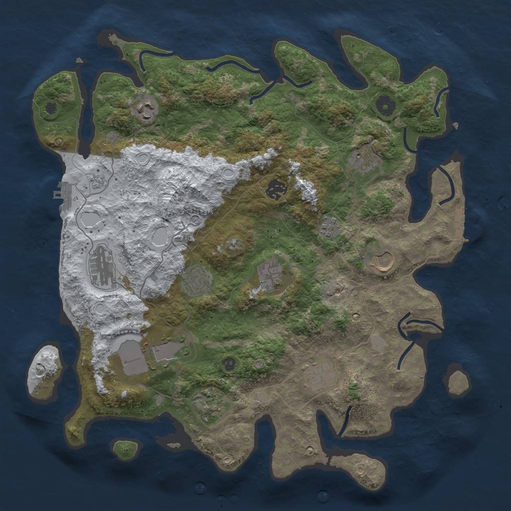 Rust Map: Procedural Map, Size: 3850, Seed: 623456, 20 Monuments