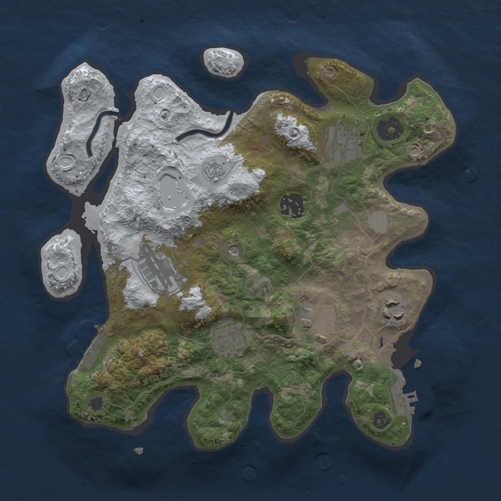 Rust Map: Procedural Map, Size: 3000, Seed: 1678071136, 15 Monuments