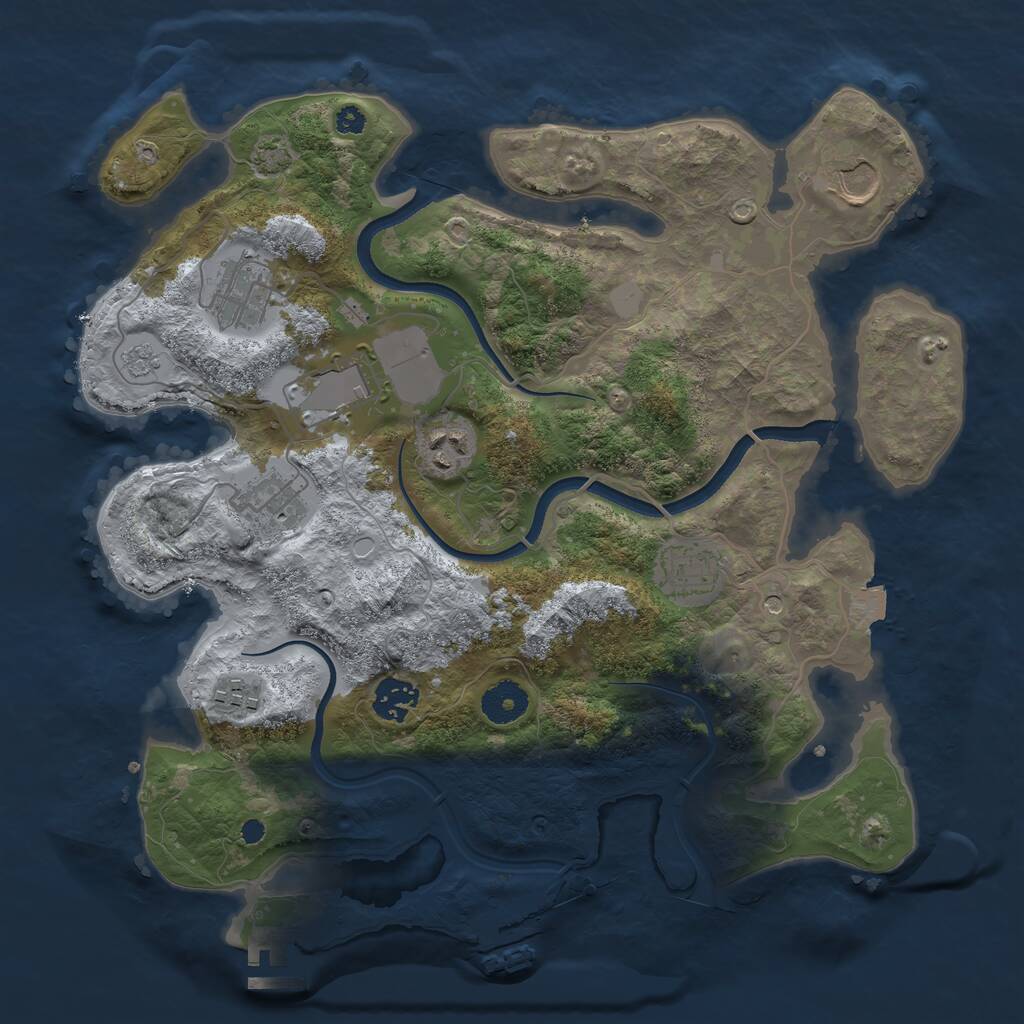 Rust Map: Procedural Map, Size: 3500, Seed: 479879580, 14 Monuments