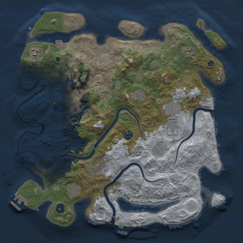 Rust Map: Procedural Map, Size: 3950, Seed: 127112183, 16 Monuments