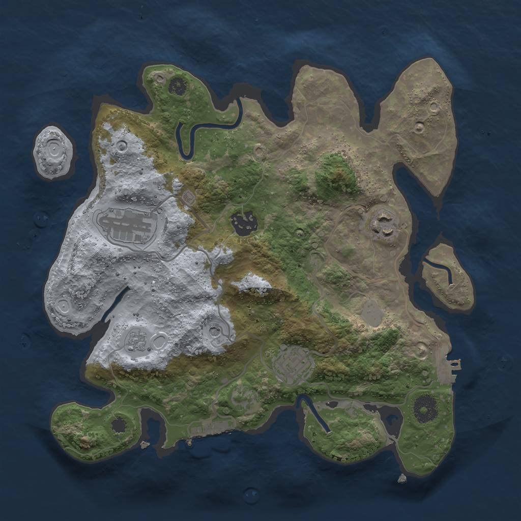 Rust Map: Procedural Map, Size: 3000, Seed: 387249, 11 Monuments