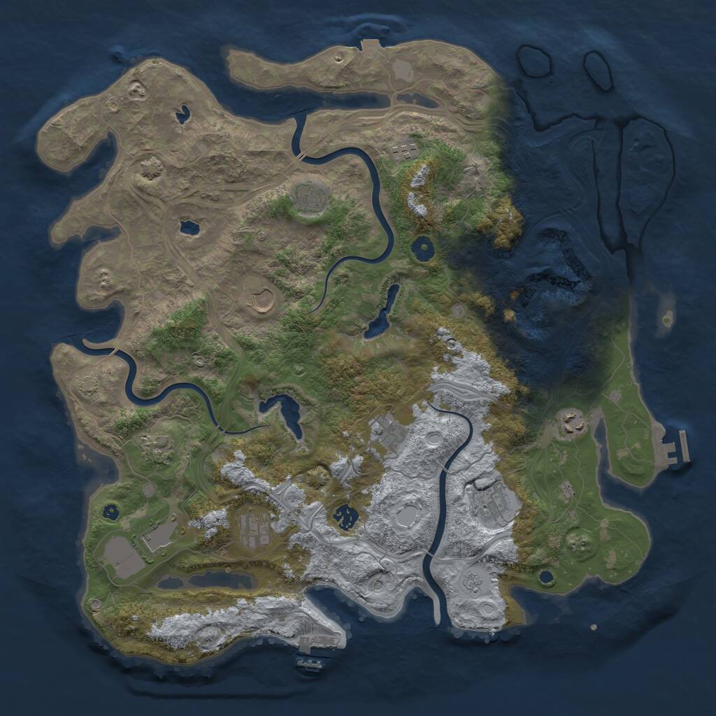 Rust Map: Procedural Map, Size: 4500, Seed: 6444435, 16 Monuments