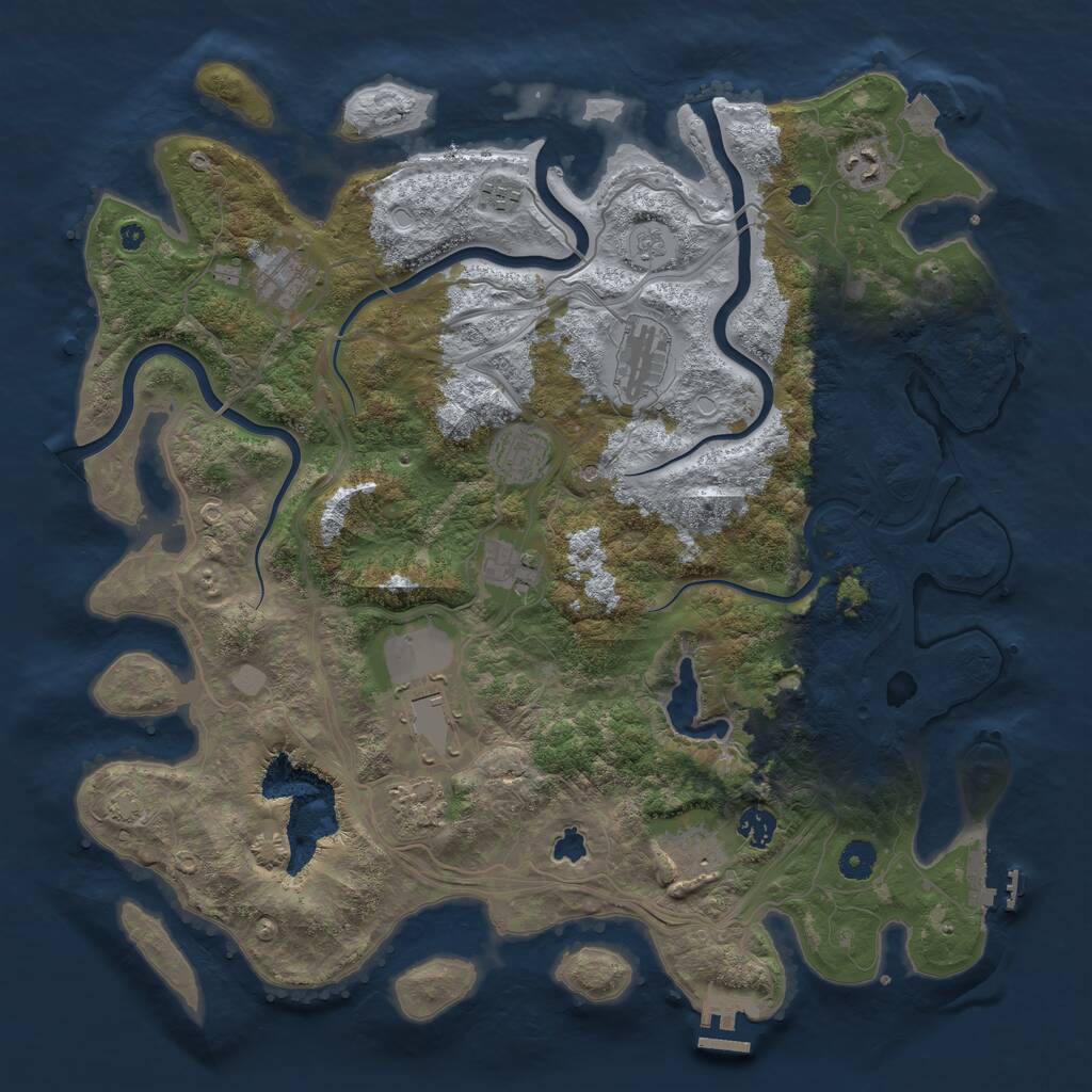 Rust Map: Procedural Map, Size: 4250, Seed: 1382363243, 16 Monuments