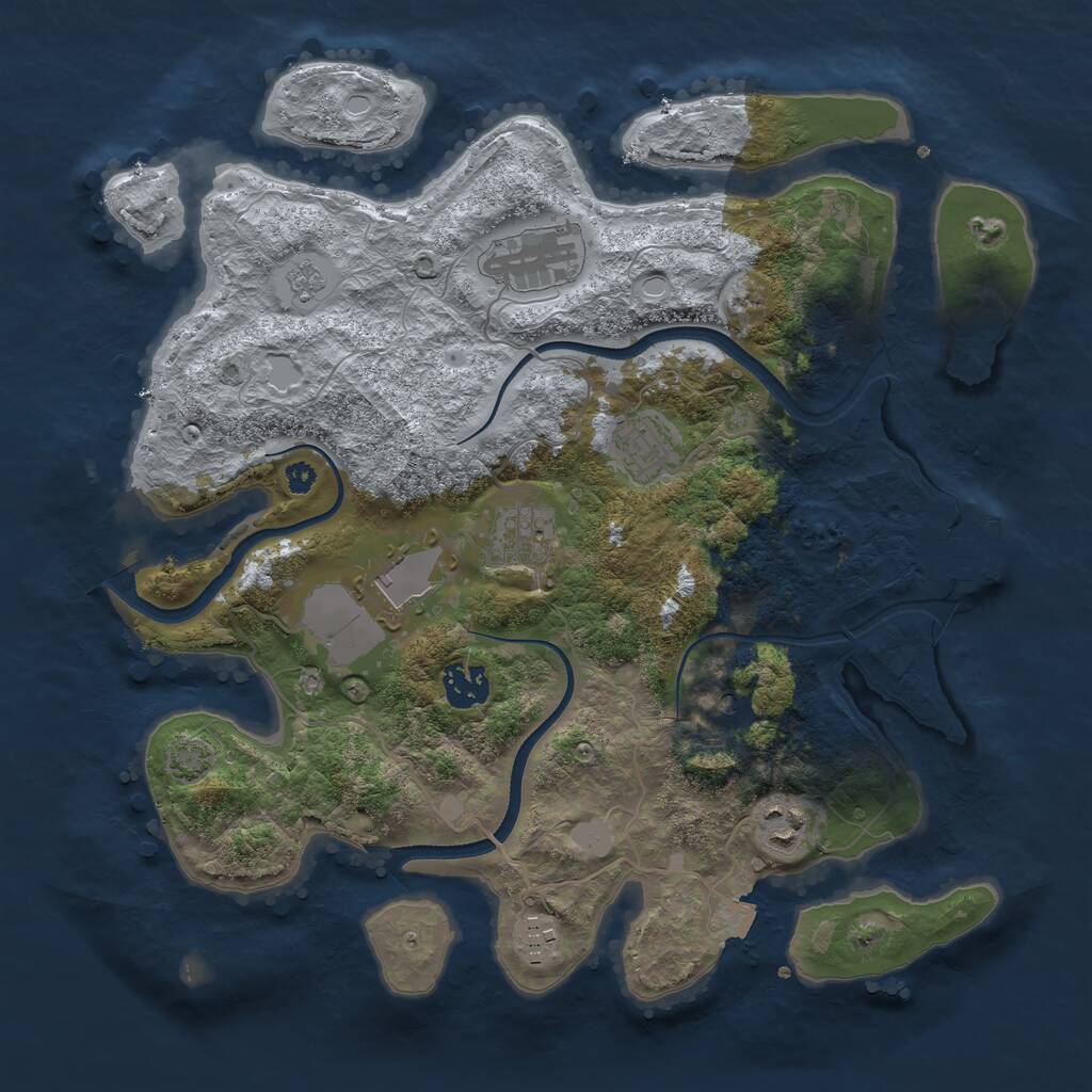 Rust Map: Procedural Map, Size: 3500, Seed: 726039359, 12 Monuments