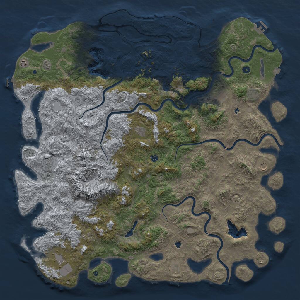 Rust Map: Procedural Map, Size: 6000, Seed: 1232594735, 17 Monuments