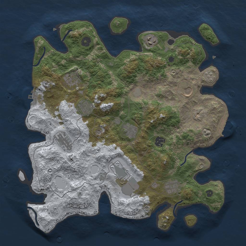 Rust Map: Procedural Map, Size: 3700, Seed: 1699175301, 19 Monuments