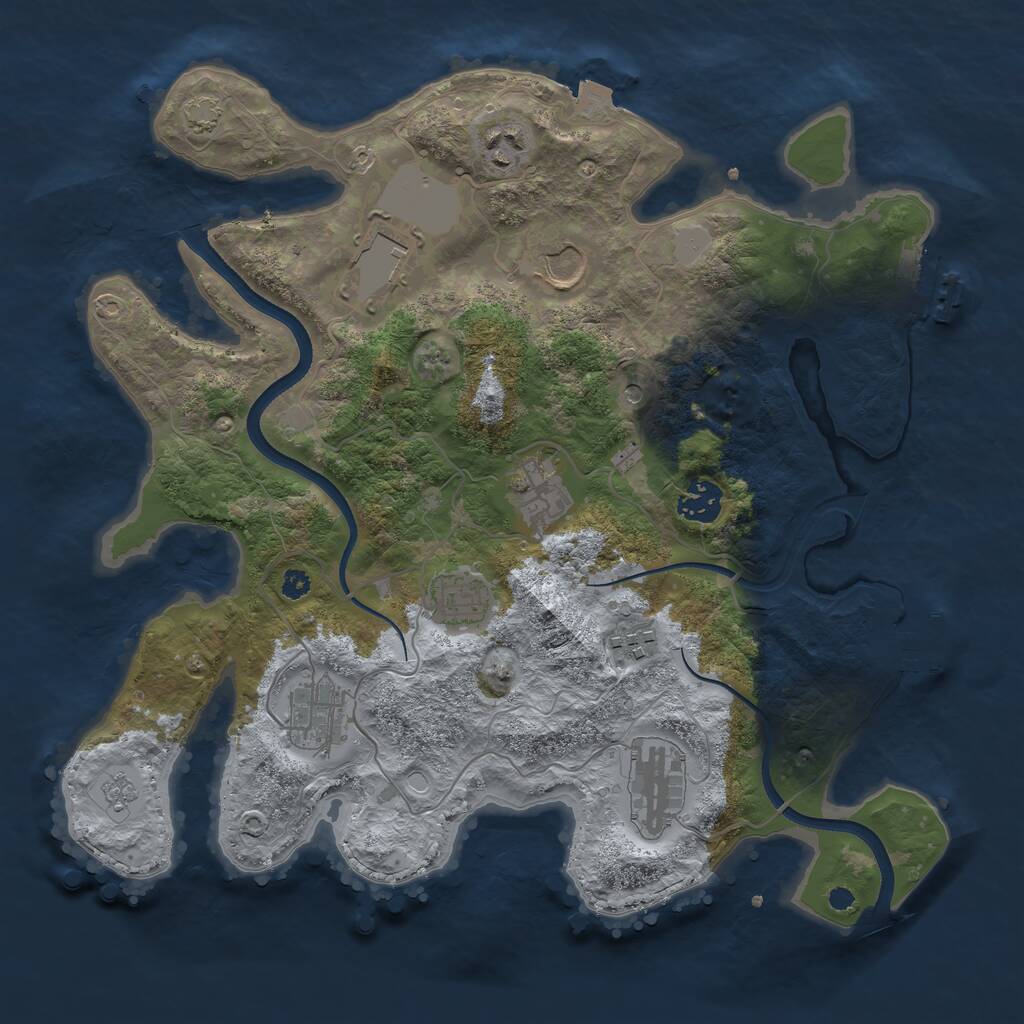 Rust Map: Procedural Map, Size: 3500, Seed: 1887276854, 15 Monuments