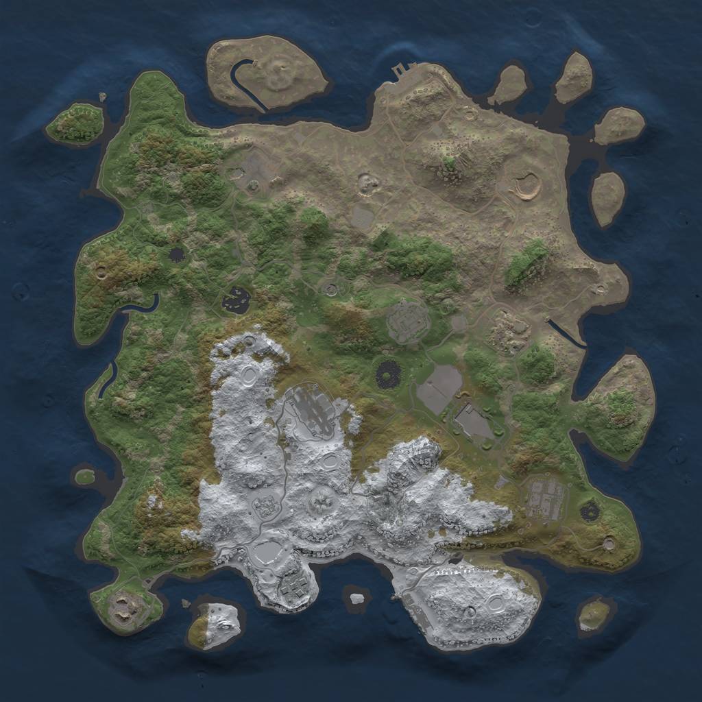 Rust Map: Procedural Map, Size: 3850, Seed: 130051600, 19 Monuments