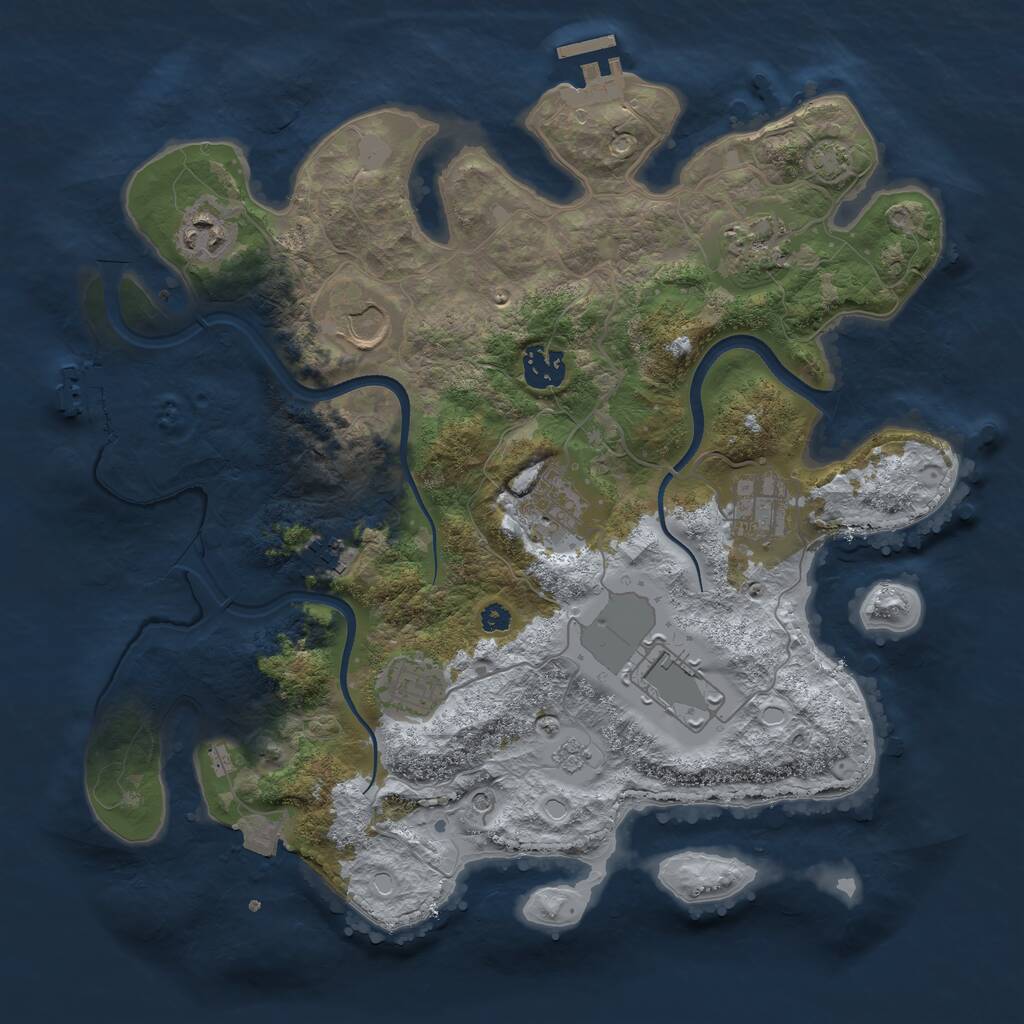 Rust Map: Procedural Map, Size: 3500, Seed: 1047740778, 15 Monuments
