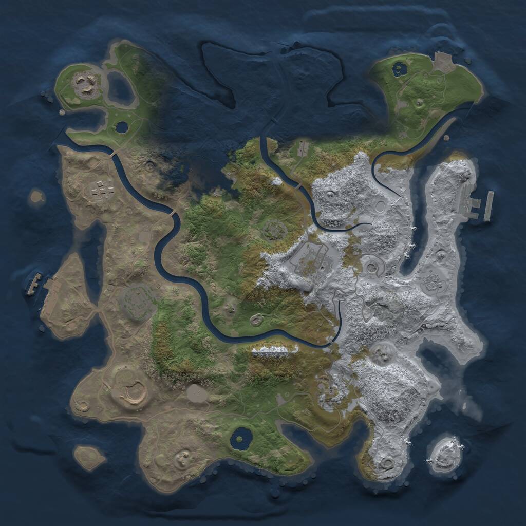 Rust Map: Procedural Map, Size: 3500, Seed: 2477922, 13 Monuments