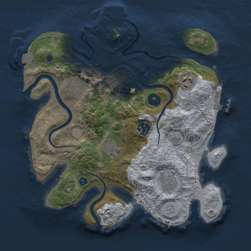 Rust Map: Procedural Map, Size: 3000, Seed: 1545617247, 11 Monuments