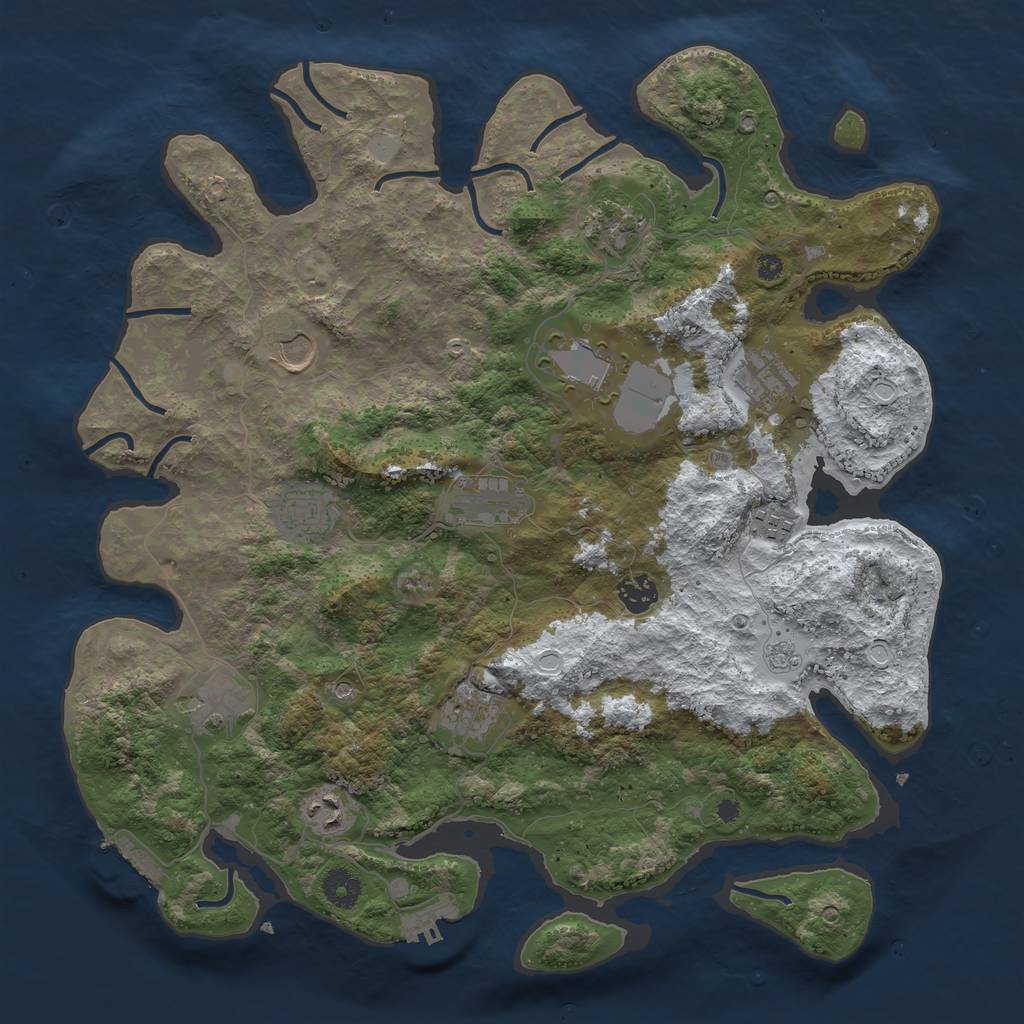 Rust Map: Procedural Map, Size: 3950, Seed: 1125666414, 20 Monuments