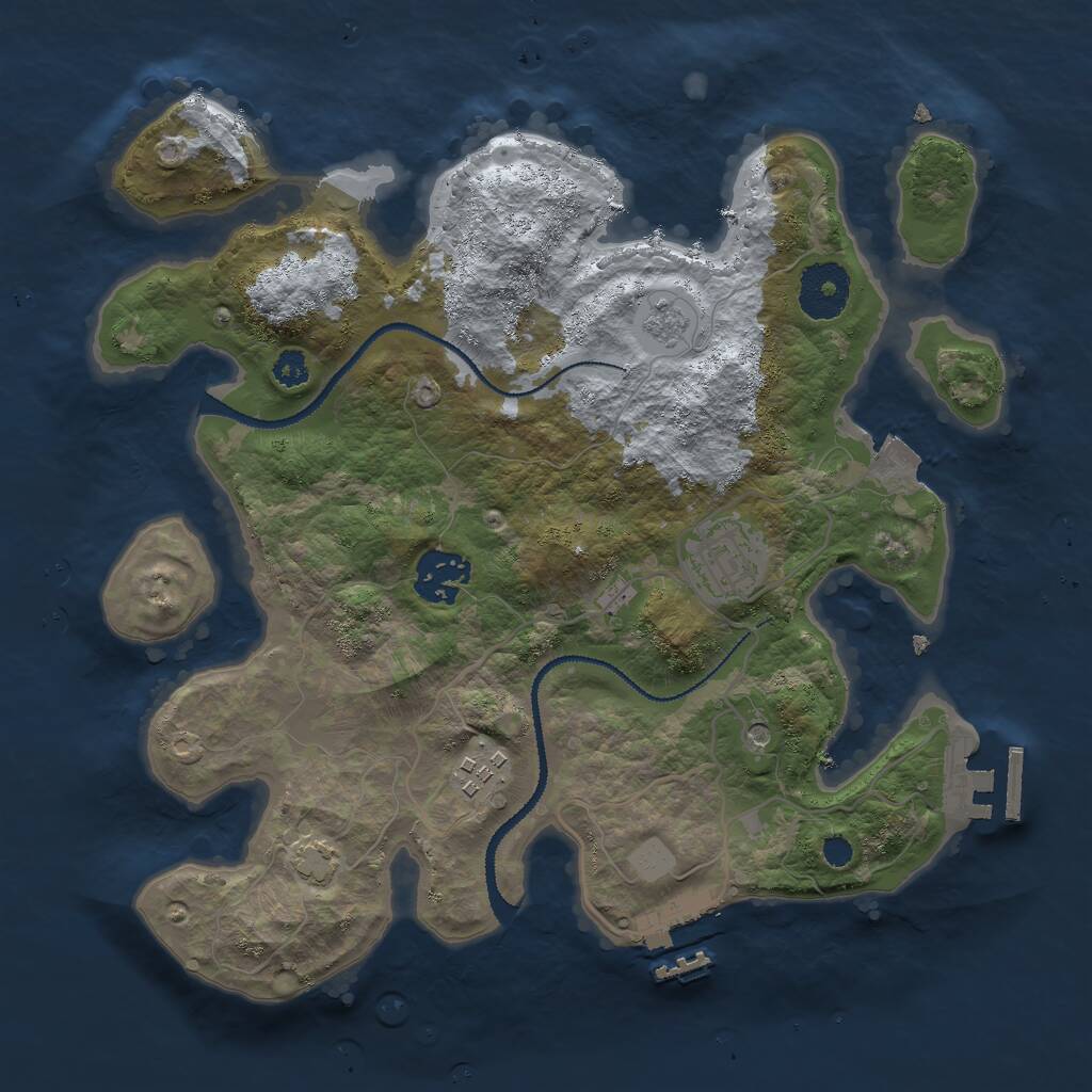 Rust Map: Procedural Map, Size: 3000, Seed: 916535721, 9 Monuments
