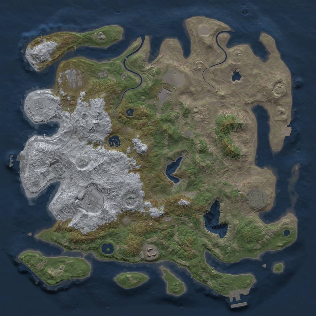 Rust Map: Procedural Map, Size: 4000, Seed: 39987337, 14 Monuments