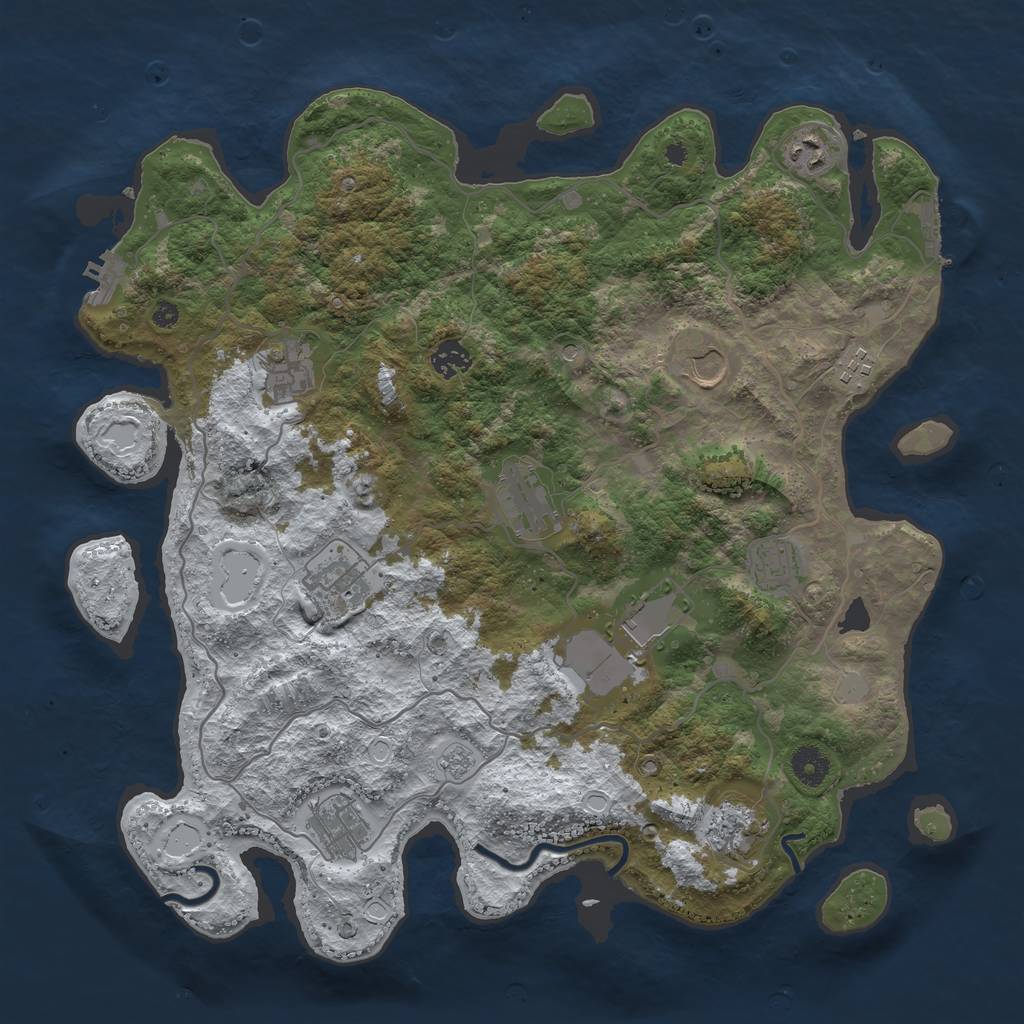 Rust Map: Procedural Map, Size: 4000, Seed: 1998, 20 Monuments