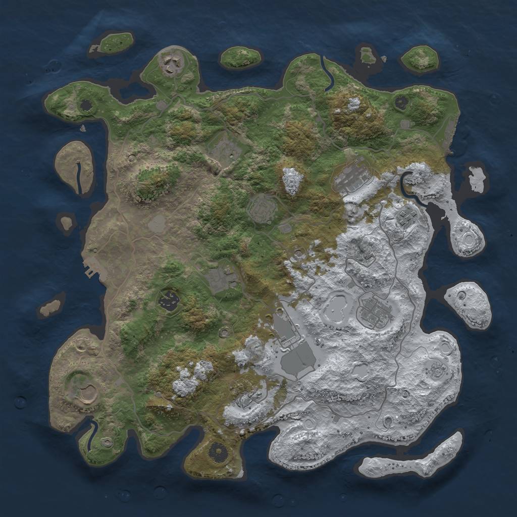 Rust Map: Procedural Map, Size: 4000, Seed: 1524745405, 20 Monuments