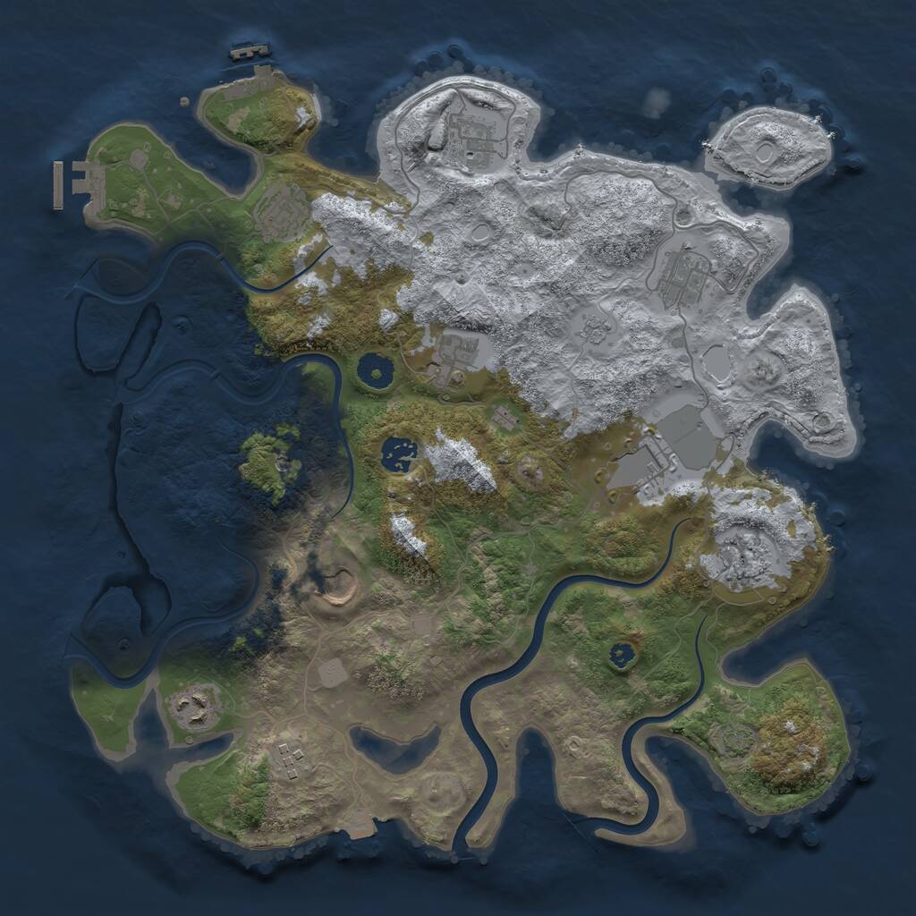 Rust Map: Procedural Map, Size: 3800, Seed: 44568, 16 Monuments