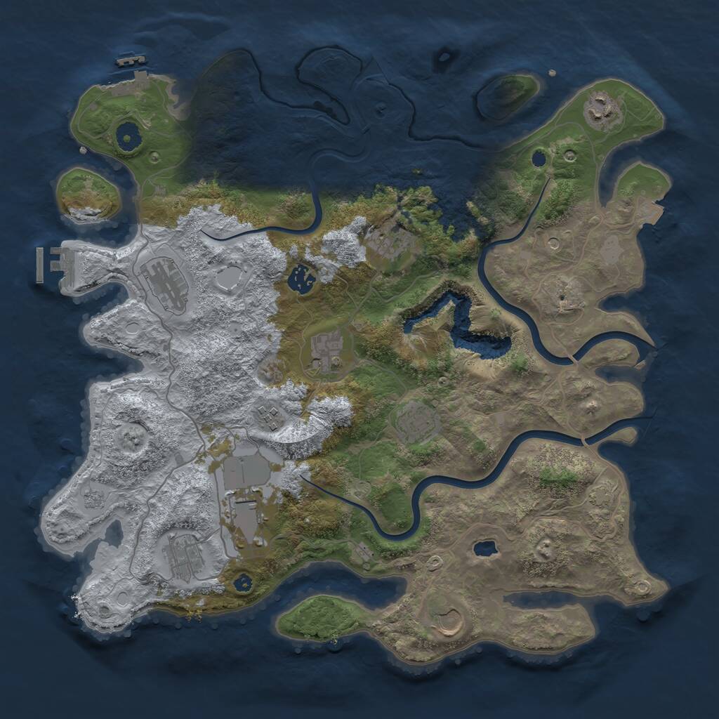 Rust Map: Procedural Map, Size: 4000, Seed: 249374, 16 Monuments