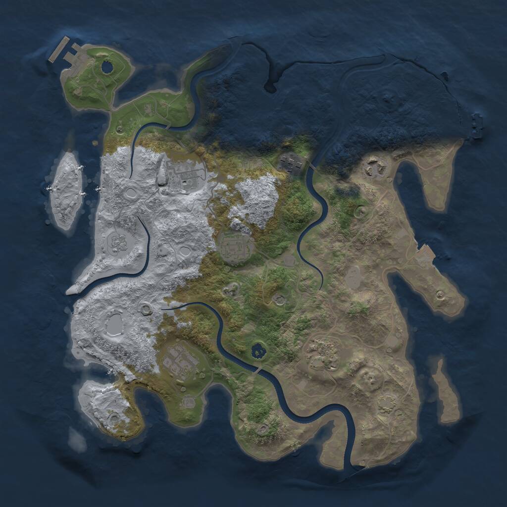 Rust Map: Procedural Map, Size: 3436, Seed: 34325123, 12 Monuments