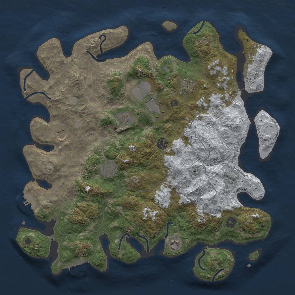 Rust Map: Procedural Map, Size: 4000, Seed: 262478, 17 Monuments