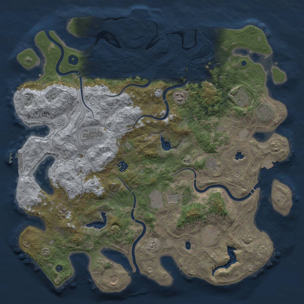 Rust Map: Procedural Map, Size: 4500, Seed: 1408111162, 17 Monuments