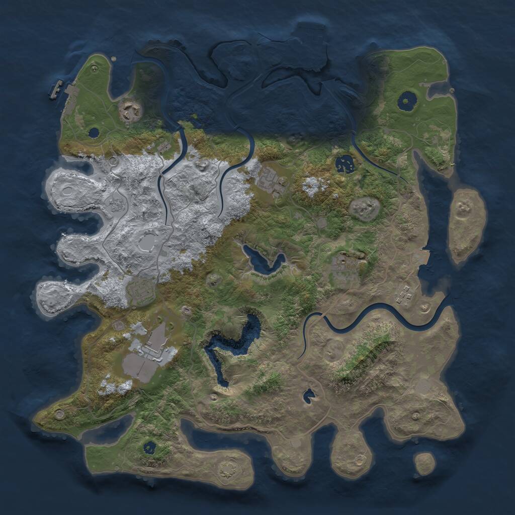 Rust Map: Procedural Map, Size: 4000, Seed: 35111030, 13 Monuments
