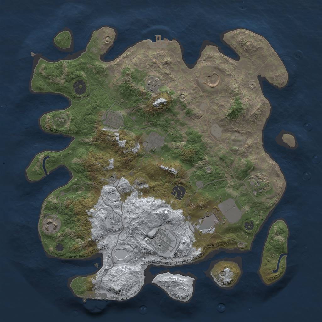 Rust Map: Procedural Map, Size: 3500, Seed: 55644545, 18 Monuments