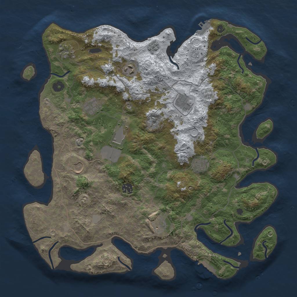 Rust Map: Procedural Map, Size: 4000, Seed: 821630, 19 Monuments