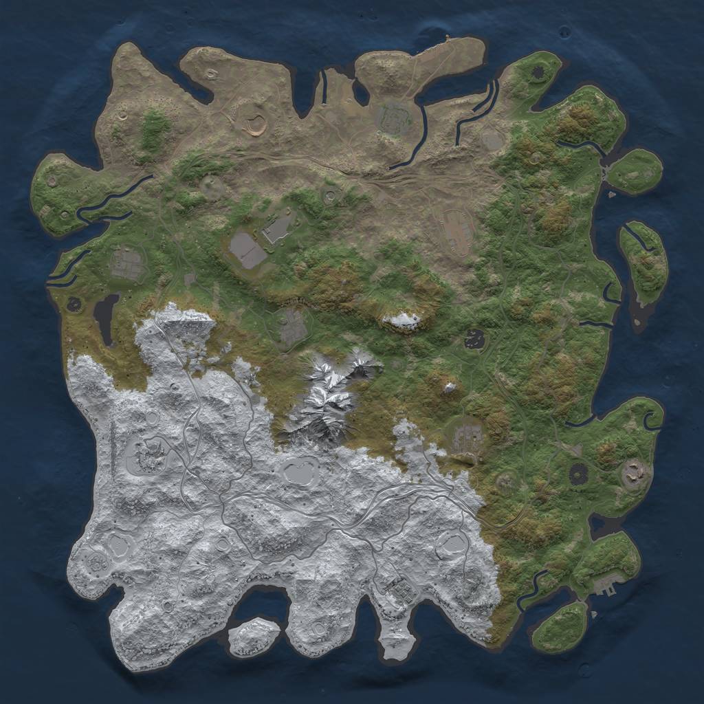 Rust Map: Procedural Map, Size: 5000, Seed: 784258, 20 Monuments