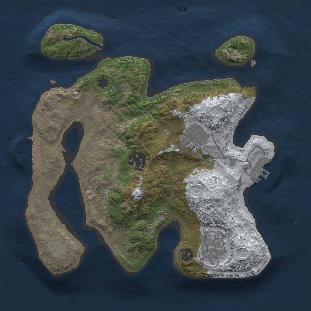Rust Map: Procedural Map, Size: 2500, Seed: 9299, 10 Monuments