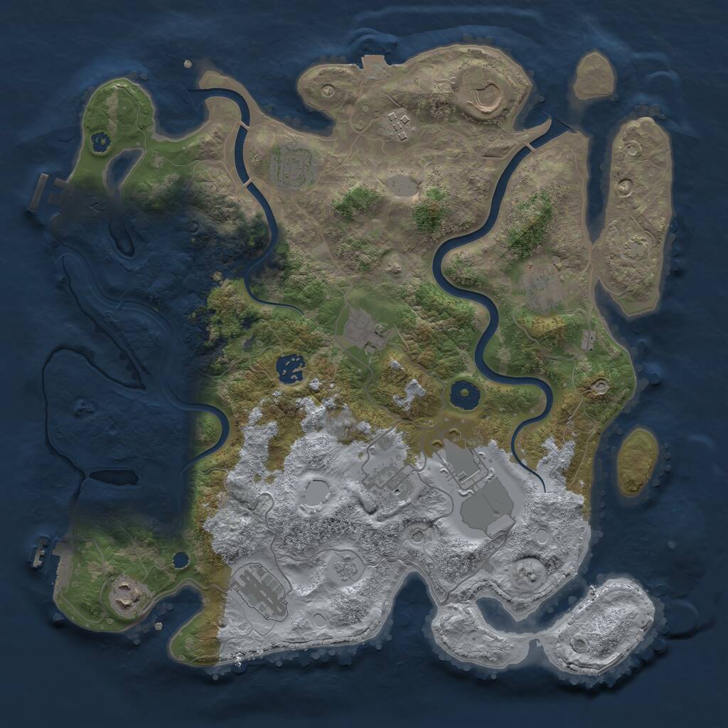 Rust Map: Procedural Map, Size: 3700, Seed: 17728121, 16 Monuments
