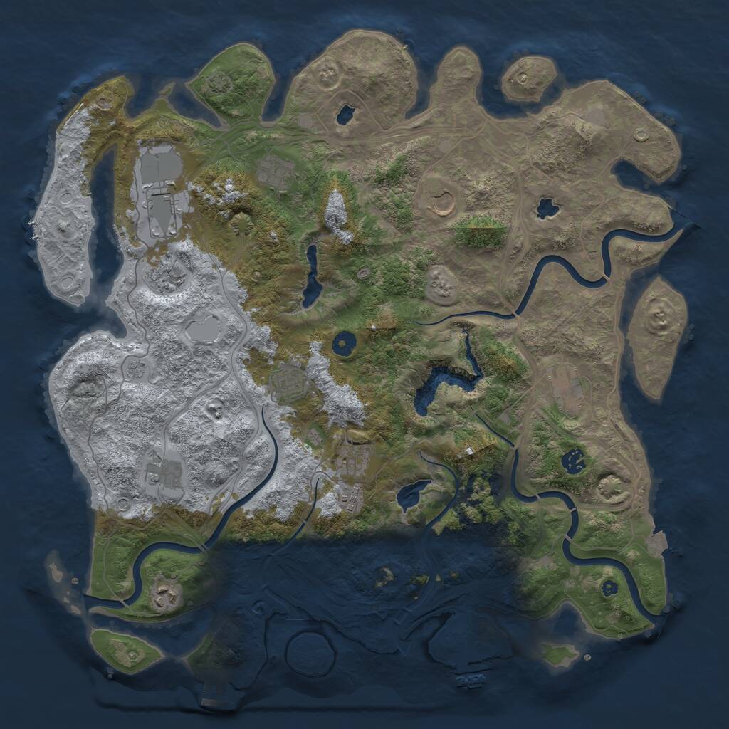 Rust Map: Procedural Map, Size: 4500, Seed: 947975701, 17 Monuments