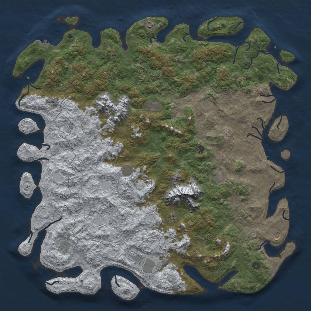 Rust Map: Procedural Map, Size: 6000, Seed: 1542, 20 Monuments