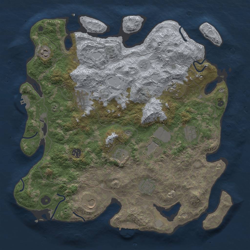 Rust Map: Procedural Map, Size: 4000, Seed: 254784, 19 Monuments