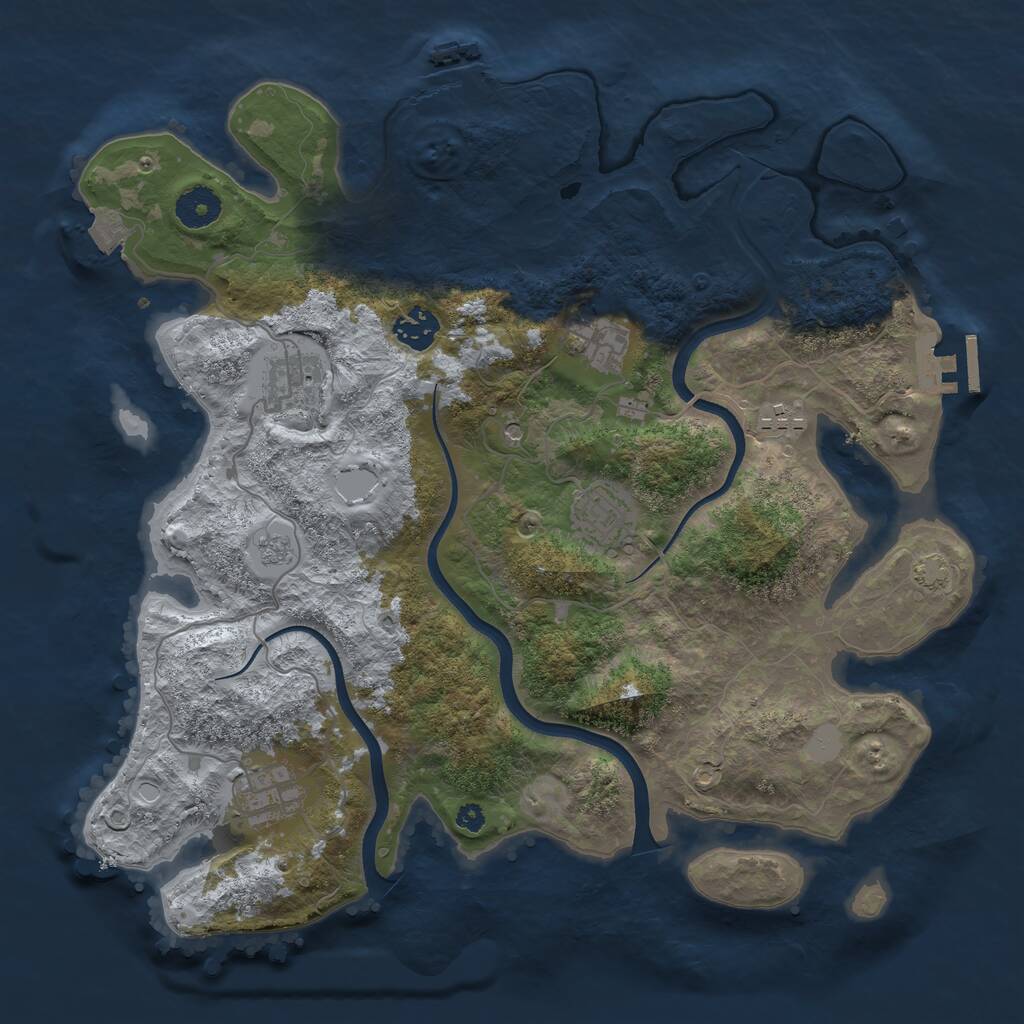 Rust Map: Procedural Map, Size: 3600, Seed: 203631548, 12 Monuments