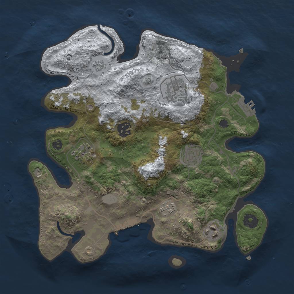 Rust Map: Procedural Map, Size: 3000, Seed: 222222, 14 Monuments