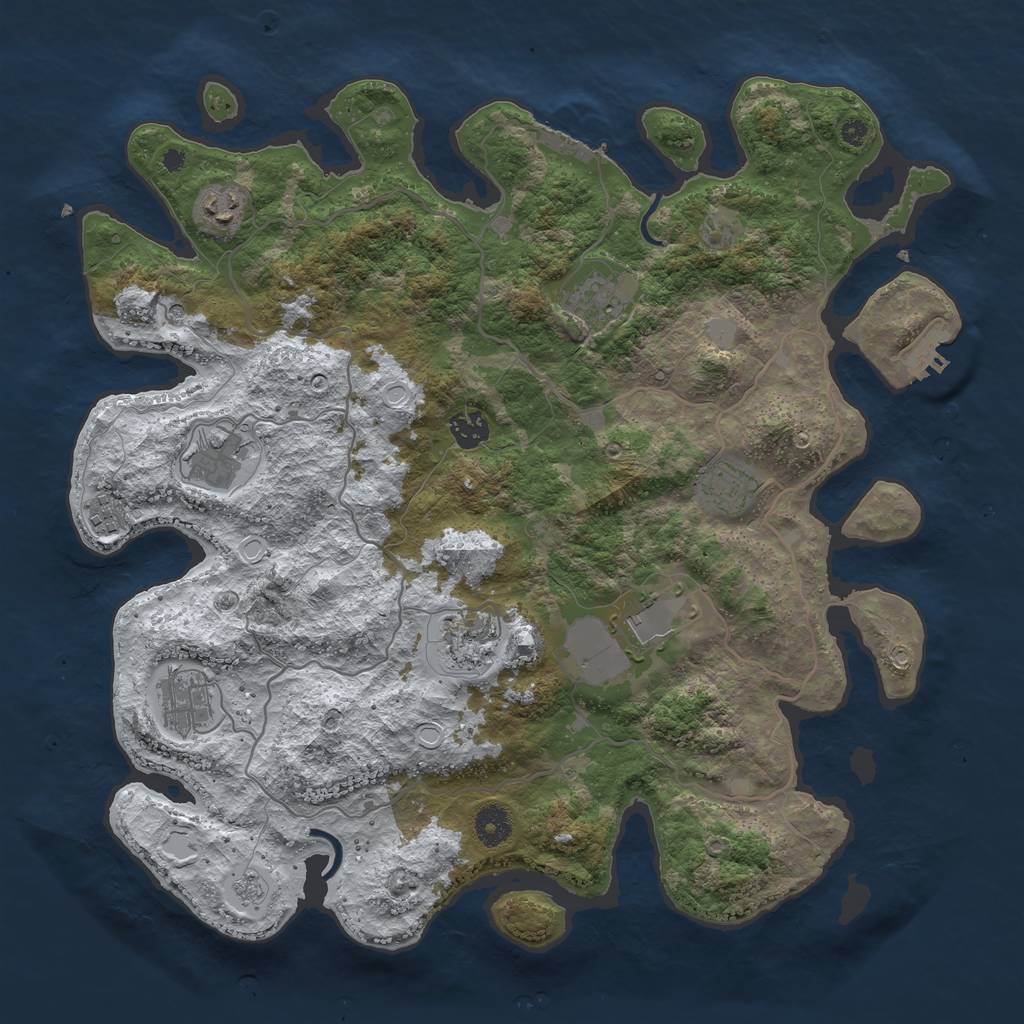 Rust Map: Procedural Map, Size: 4000, Seed: 998800407, 18 Monuments