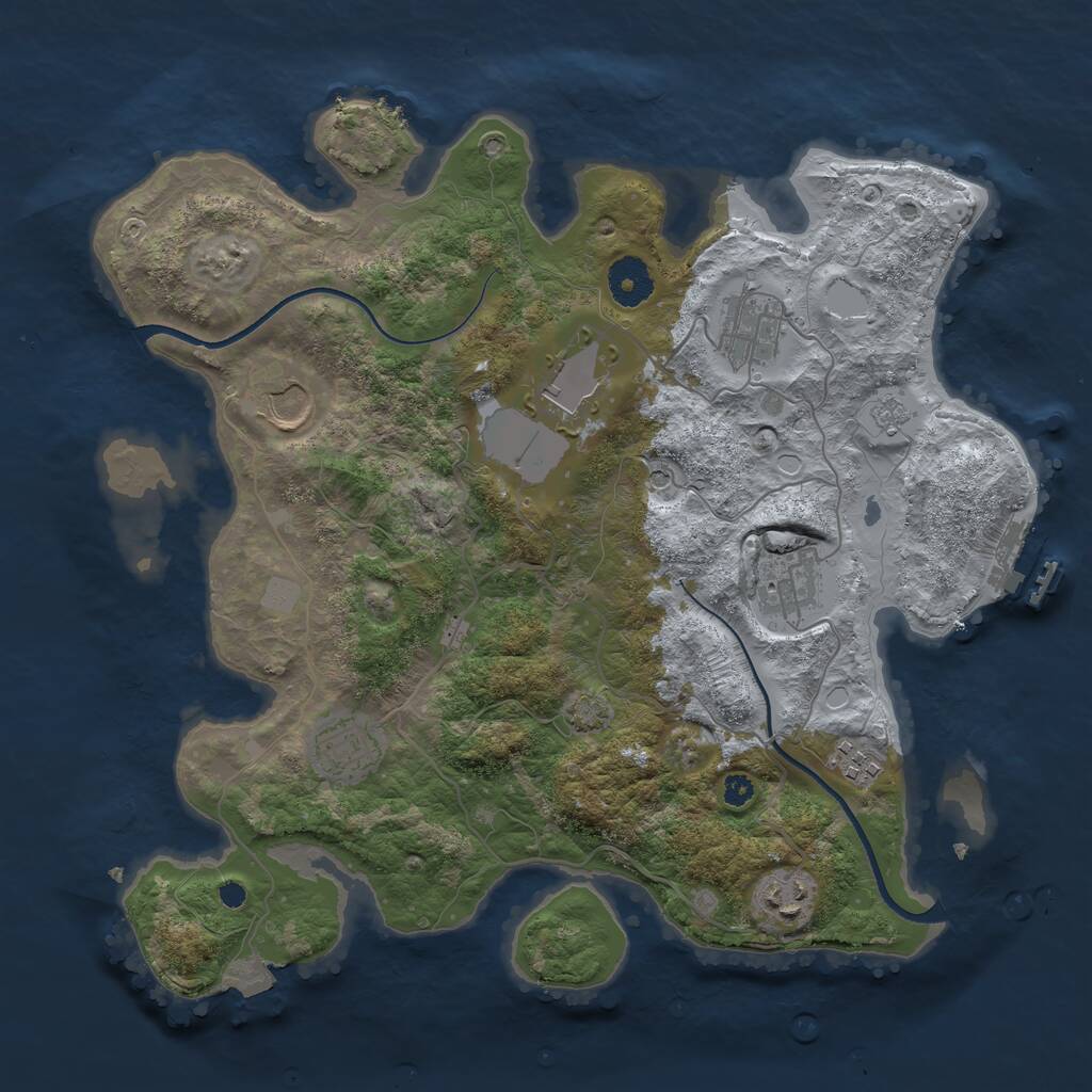 Rust Map: Procedural Map, Size: 3500, Seed: 1375563867, 12 Monuments