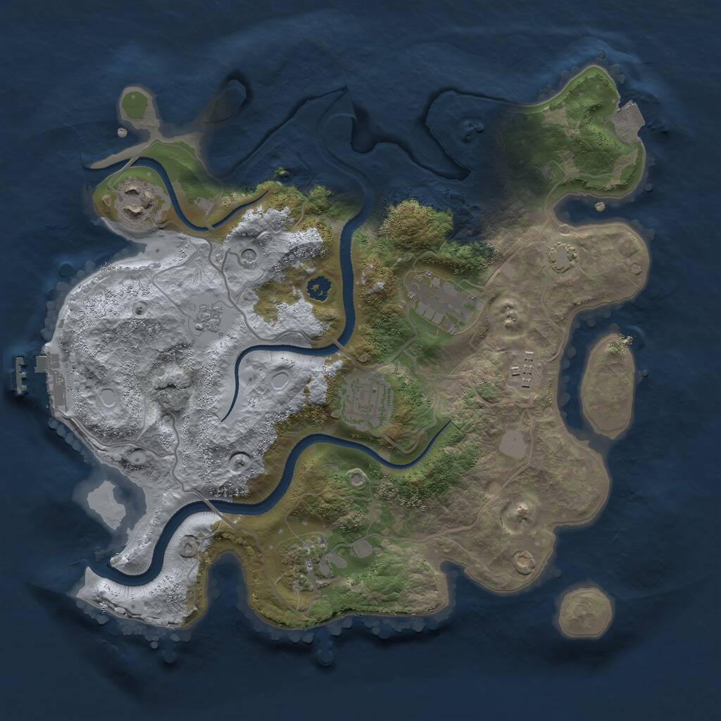 Rust Map: Procedural Map, Size: 3000, Seed: 29216, 10 Monuments