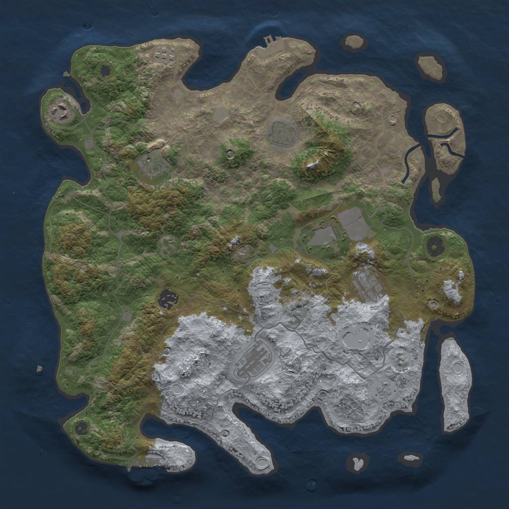 Rust Map: Procedural Map, Size: 4000, Seed: 587536, 17 Monuments