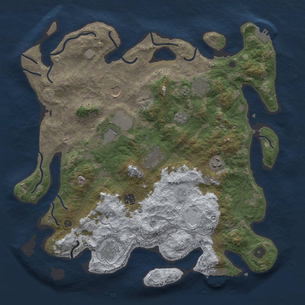 Rust Map: Procedural Map, Size: 4000, Seed: 538652874, 17 Monuments