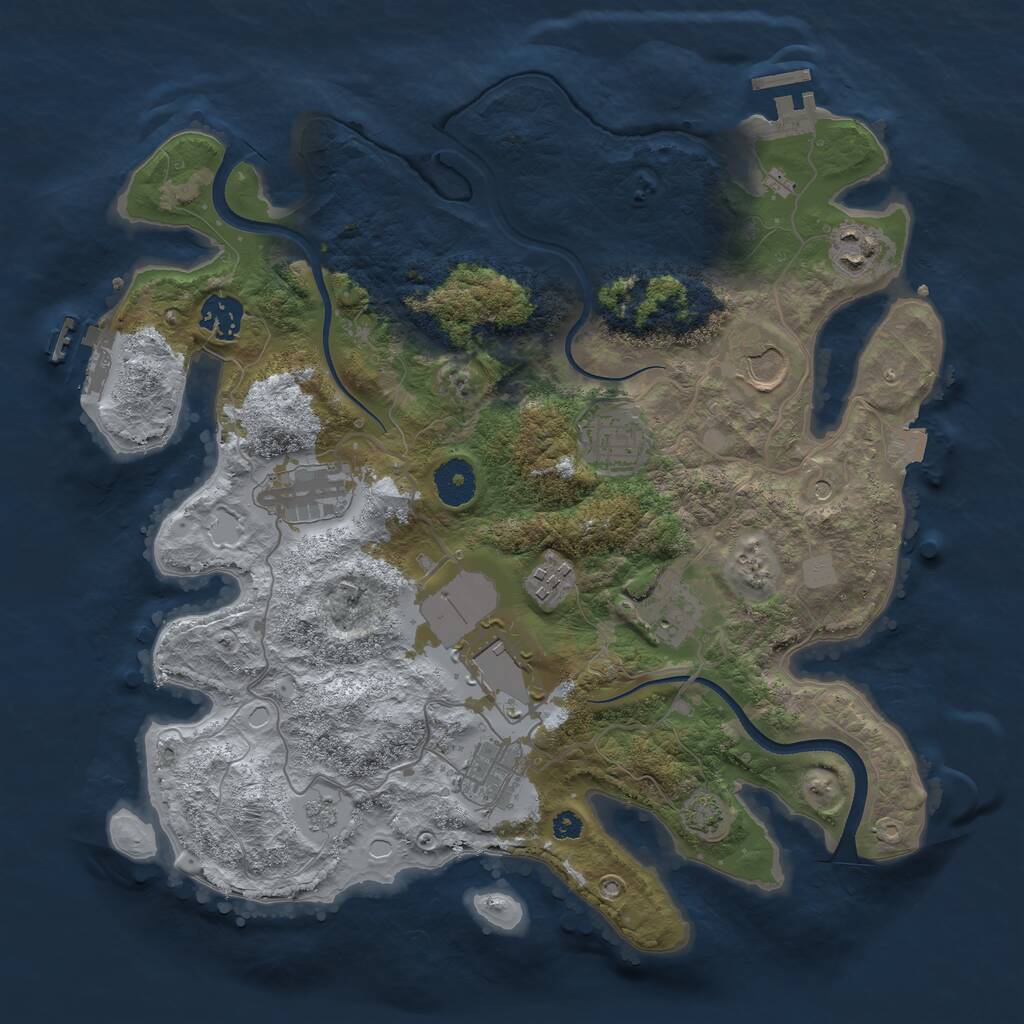 Rust Map: Procedural Map, Size: 3500, Seed: 16777521, 15 Monuments
