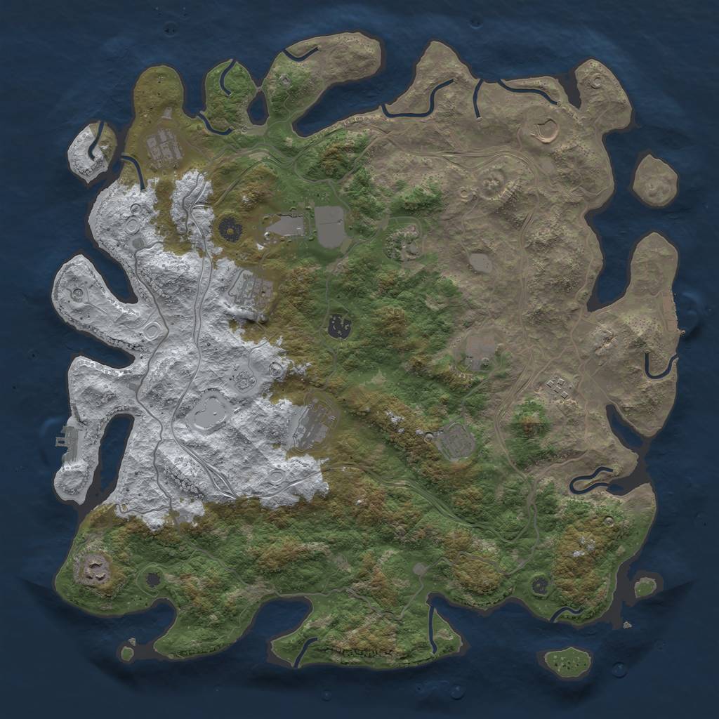 Rust Map: Procedural Map, Size: 4500, Seed: 768349625, 20 Monuments